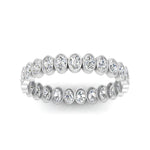 Load image into Gallery viewer, Bezel Lab Diamond Oval Cut Eternity Women Ring In 14K White Gold | Cuts &amp; Carat
