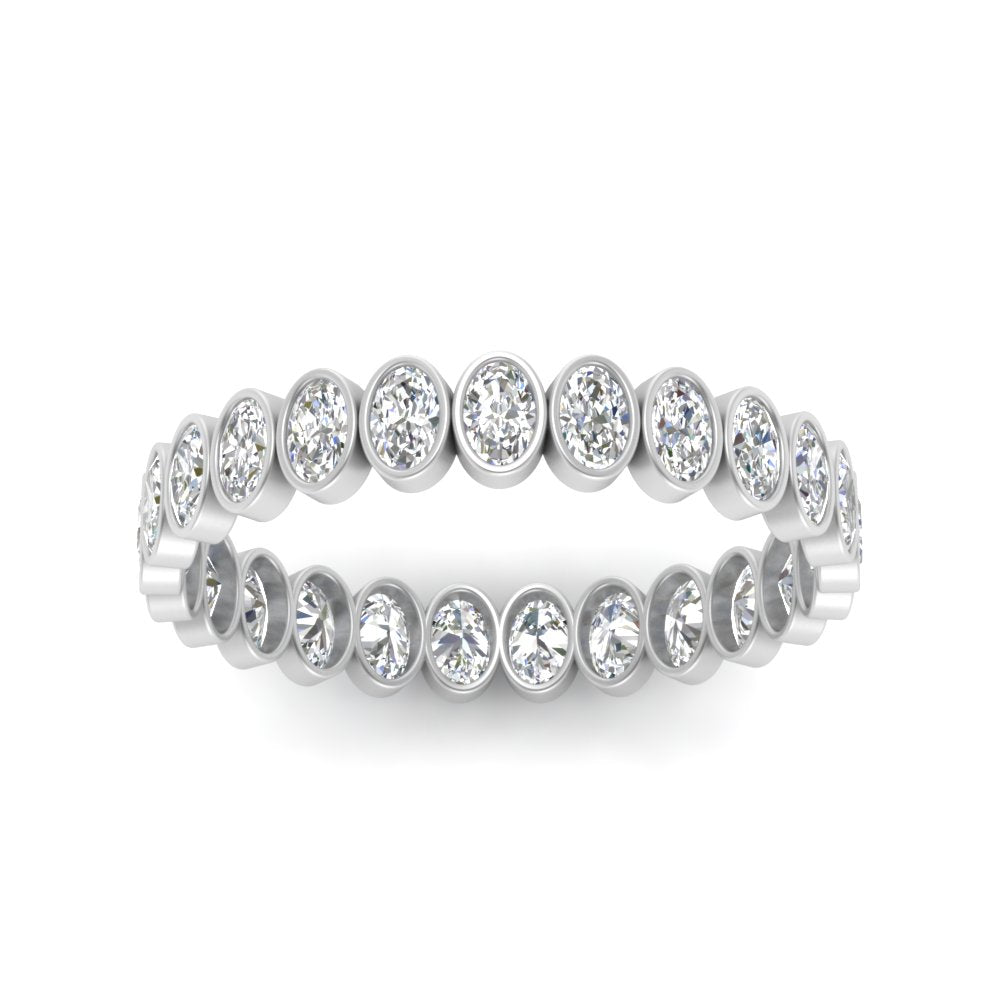 Bezel Lab Diamond Oval Cut Eternity Women Ring In 14K White Gold | Cuts & Carat