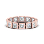 Load image into Gallery viewer, Bezel Princess Cut Lab Diamond Eternity Women Band In 14K Rose Gold | Cuts &amp; Carat
