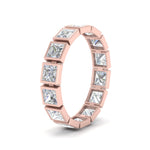 Load image into Gallery viewer, Bezel Princess Cut Lab Diamond Eternity Women Band In 14K Rose Gold | Cuts &amp; Carat
