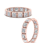 Load image into Gallery viewer, Bezel Princess Cut Lab Diamond Eternity Women Band In 14K Rose Gold | Cuts &amp; Carat

