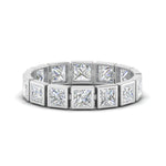 Load image into Gallery viewer, Bezel Princess Cut Lab Diamond Eternity Women Band In 14K White Gold | Cuts &amp; Carat
