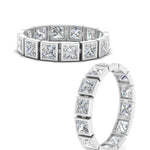 Load image into Gallery viewer, Bezel Princess Cut Lab Diamond Eternity Women Band In 14K White Gold | Cuts &amp; Carat
