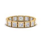 Load image into Gallery viewer, Bezel Princess Cut Lab Diamond Eternity Women Band In 14K Yellow Gold | Cuts &amp; Carat
