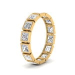 Load image into Gallery viewer, Bezel Princess Cut Lab Diamond Eternity Women Band In 14K Yellow Gold | Cuts &amp; Carat
