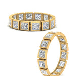 Load image into Gallery viewer, Bezel Princess Cut Lab Diamond Eternity Women Band In 14K Yellow Gold | Cuts &amp; Carat

