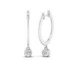 Load image into Gallery viewer, 0.20 Carat Lab Diamond Bezel Delicate Round Hoops Earrings For Women 14K Gold
