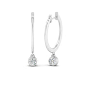0.20 Carat Lab Diamond Bezel Delicate Round Hoops Earrings For Women 14K Gold