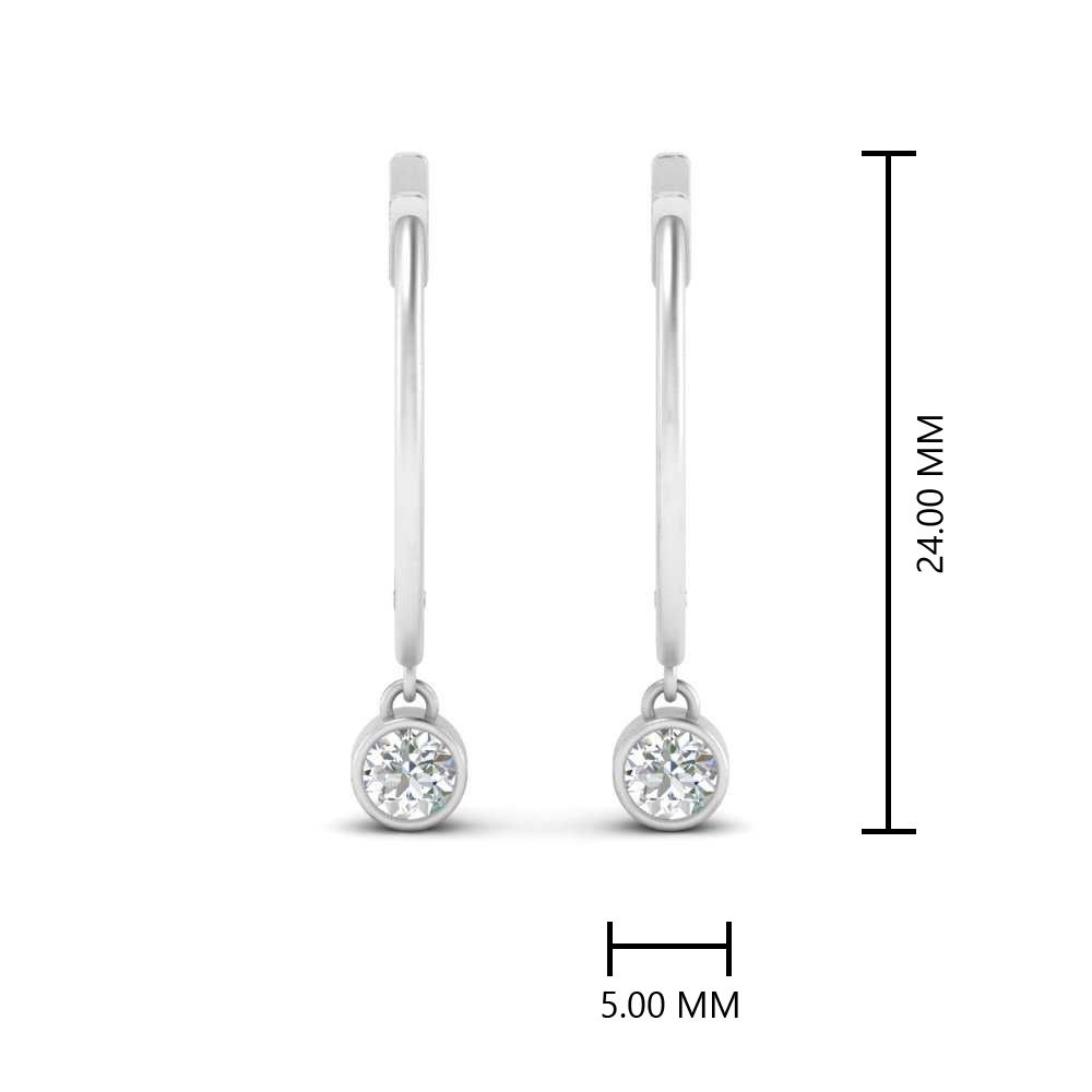 0.20 Carat Lab Diamond Bezel Delicate Round Hoops Earrings For Women 14K Gold