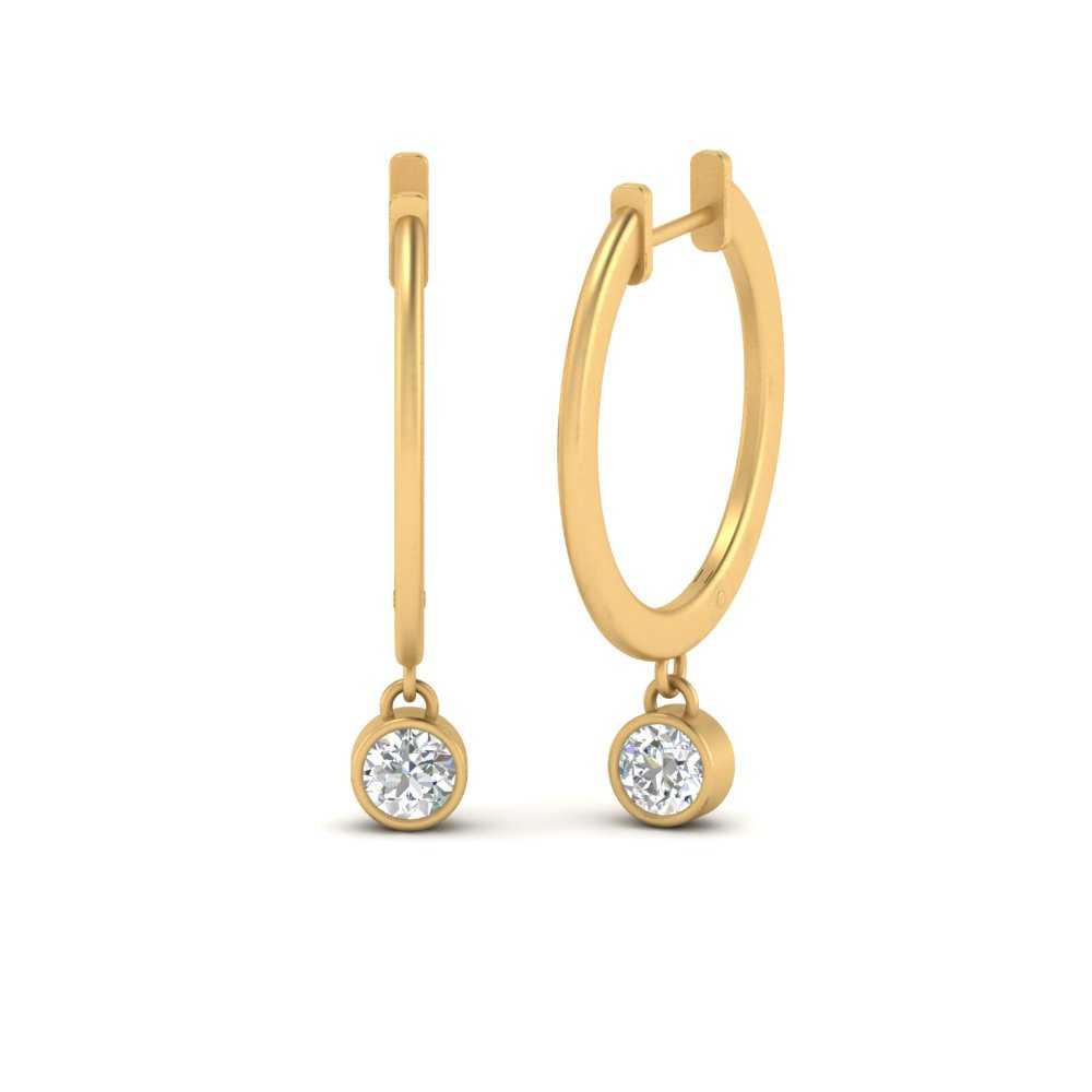 0.20 Carat Lab Diamond Bezel Delicate Round Hoops Earrings For Women 14K Gold