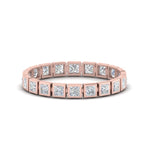 Load image into Gallery viewer, Bezel Princess Cut Lab Diamond Eternity Women Band In 14K Rose Gold | Cuts &amp; Carat
