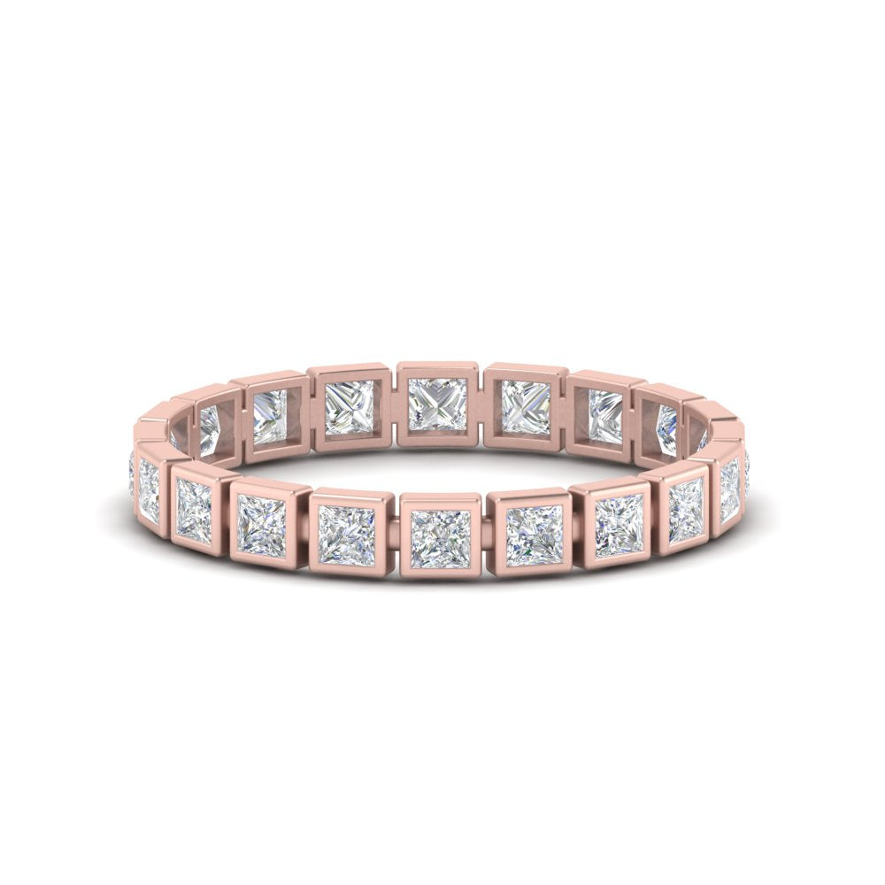 Bezel Princess Cut Lab Diamond Eternity Women Band In 14K Rose Gold | Cuts & Carat