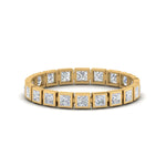 Load image into Gallery viewer, Bezel Princess Cut Lab Diamond Eternity Women Band In 14K Yellow Gold | Cuts &amp; Carat
