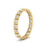 Load image into Gallery viewer, Bezel Princess Cut Lab Diamond Eternity Women Band In 14K Yellow Gold | Cuts &amp; Carat
