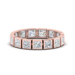 Load image into Gallery viewer, Bezel Princess Cut Lab Diamond Eternity Women Band In 14K Rose Gold | Cuts &amp; Carat
