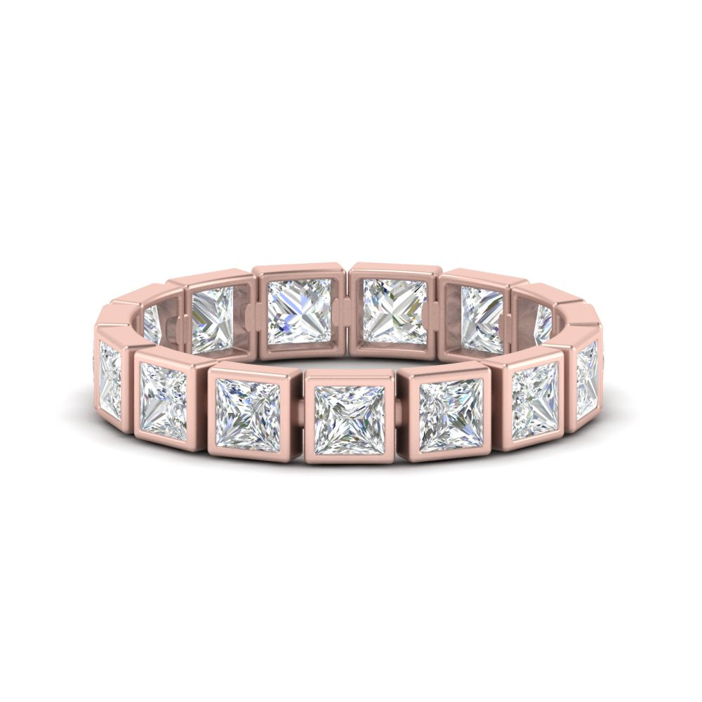 Bezel Princess Cut Lab Diamond Eternity Women Band In 14K Rose Gold | Cuts & Carat
