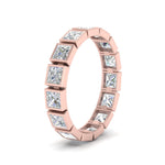 Load image into Gallery viewer, Bezel Princess Cut Lab Diamond Eternity Women Band In 14K Rose Gold | Cuts &amp; Carat
