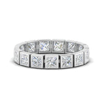 Load image into Gallery viewer, Bezel Princess Cut Lab Diamond Eternity Women Band In 14K White Gold | Cuts &amp; Carat
