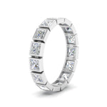 Load image into Gallery viewer, Bezel Princess Cut Lab Diamond Eternity Women Band In 14K White Gold | Cuts &amp; Carat
