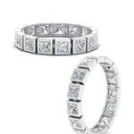 Load image into Gallery viewer, Bezel Princess Cut Lab Diamond Eternity Women Band In 14K White Gold | Cuts &amp; Carat

