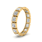 Load image into Gallery viewer, Bezel Princess Cut Lab Diamond Eternity Women Band In 14K Yellow Gold | Cuts &amp; Carat
