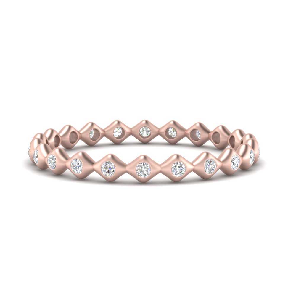 Lab Diamond Stacking Eternity Women band Bezel Set In 14k Rose Gold | Cuts & Carat