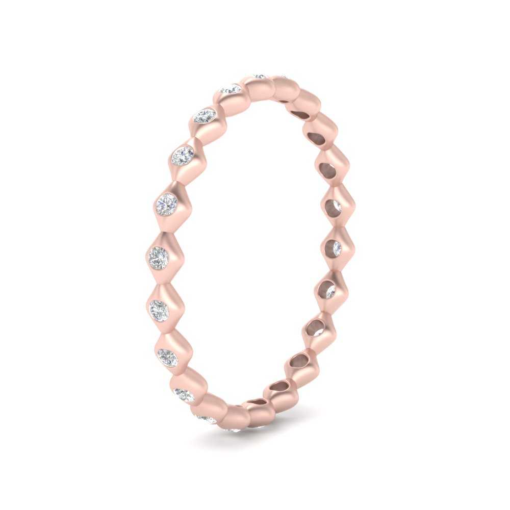 Lab Diamond Stacking Eternity Women band Bezel Set In 14k Rose Gold | Cuts & Carat