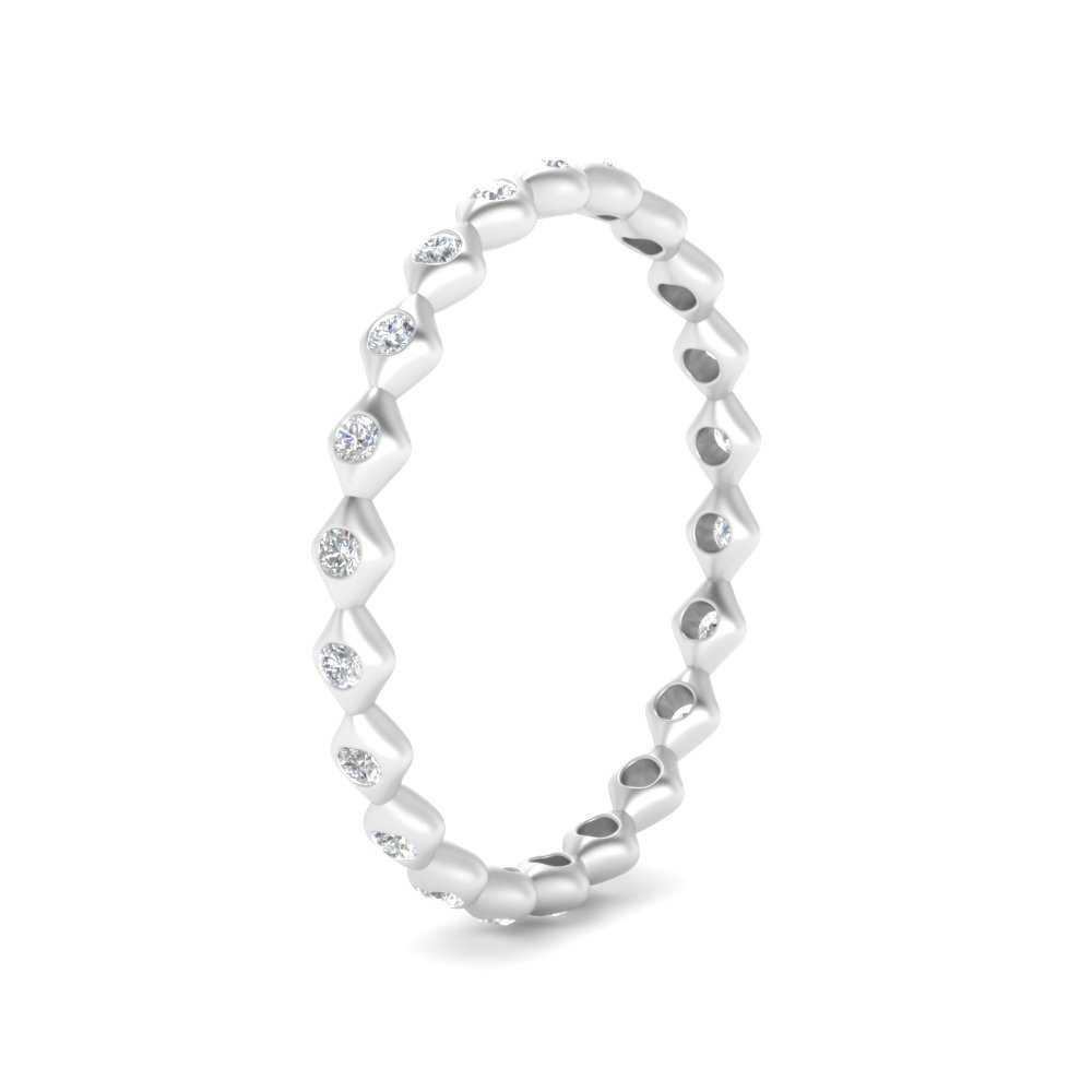 Lab Diamond Stacking Eternity Women band Bezel Set In 14k White Gold | Cuts & Carat