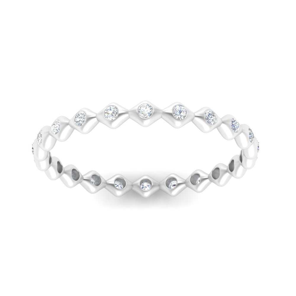Lab Diamond Stacking Eternity Women band Bezel Set In 14k White Gold | Cuts & Carat