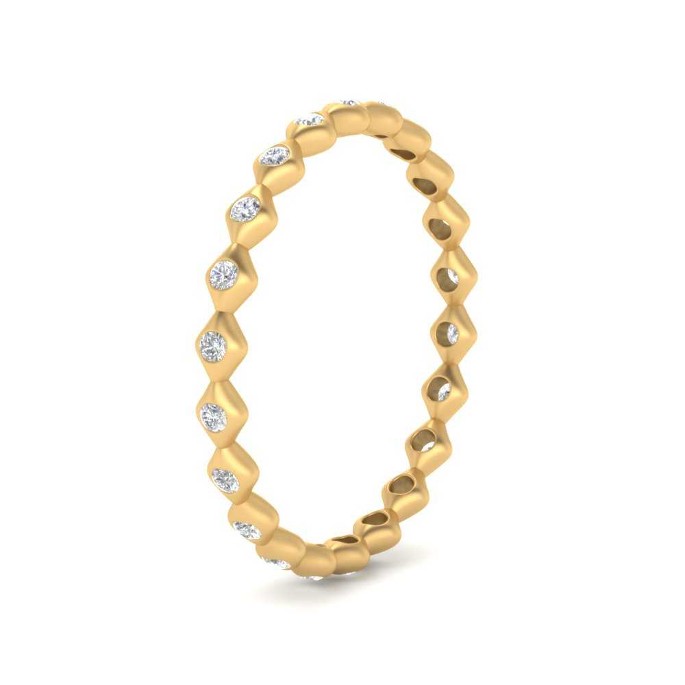Lab Diamond Stacking Eternity Women band Bezel Set In 14k Yellow Gold | Cuts & Carat