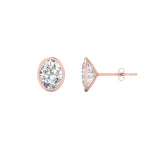 Load image into Gallery viewer, 0.50 To 5 Carat Lab Diamond Oval Stud Bezel Set Earring For Women 14K Gold
