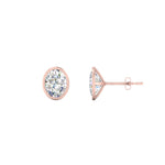 Load image into Gallery viewer, 0.50 To 5 Carat Lab Diamond Oval Stud Bezel Set Earring For Women 14K Gold
