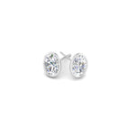 Load image into Gallery viewer, 0.50 To 5 Carat Lab Diamond Oval Stud Bezel Set Earring For Women 14K Gold
