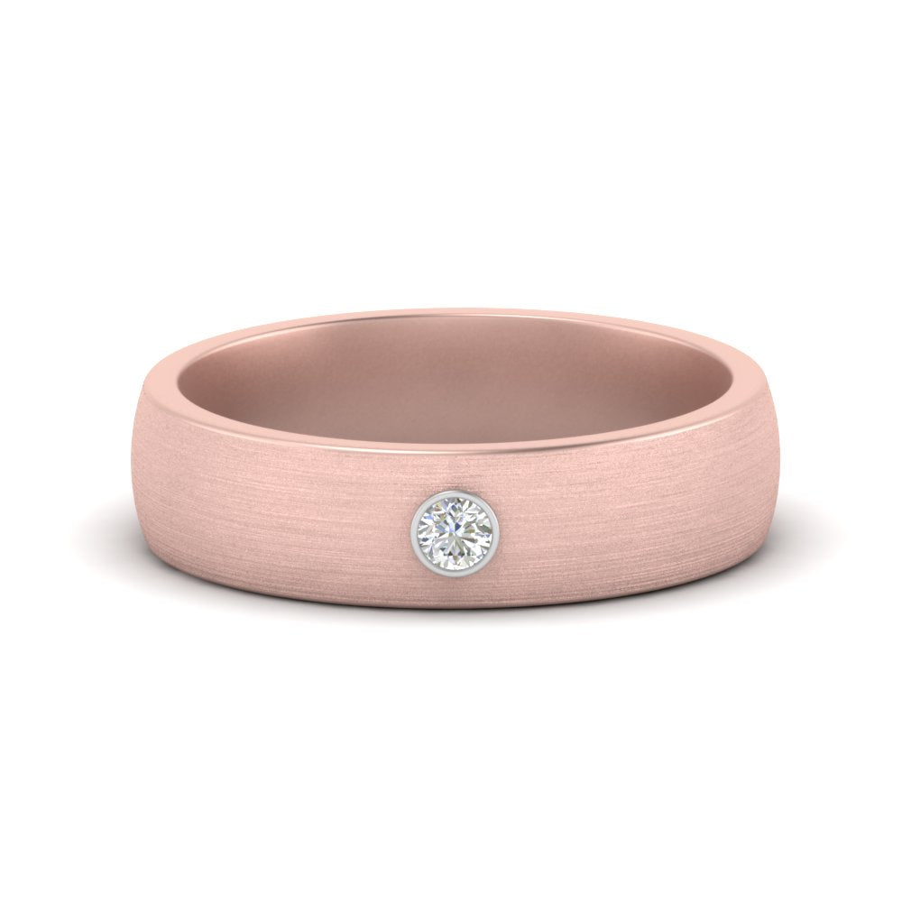 Brushed Single Lab Diamond Mens Wedding Band In 14k Rose Gold | Cuts & Carat