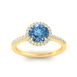 Load image into Gallery viewer, cathedral-pave-halo-round-vivid-blue-engagement-ring-in-yellow-gold-fdenr11704rogvblueangle5-nl-yg.jpg
