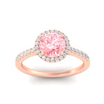 Load image into Gallery viewer, cathedral-pave-halo-round-vivid-pink-engagement-ring-in-rose-gold-fdenr11704rogvpinkangle5-nl-rg.jpg