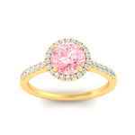 Load image into Gallery viewer, cathedral-pave-halo-round-vivid-pink-engagement-ring-in-yellow-gold-fdenr11704rogvpinkangle5-nl-yg.jpg