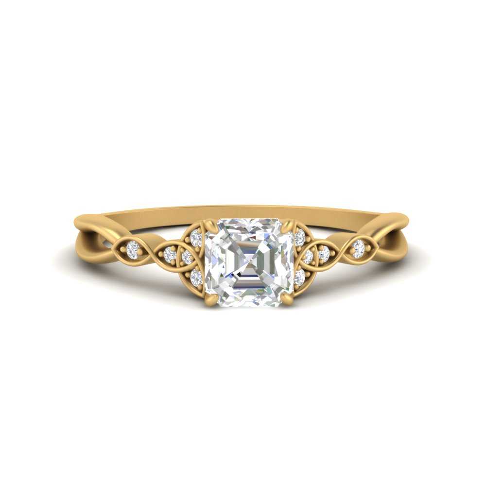 Celtic Knot Split Lab Diamond Ring 14K Gold
