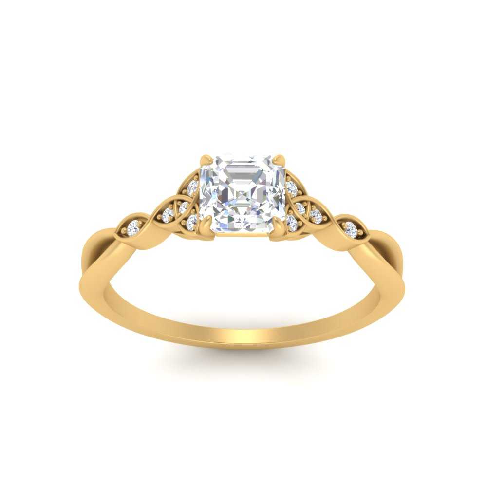 Celtic Knot Split Lab Diamond Ring 14K Gold