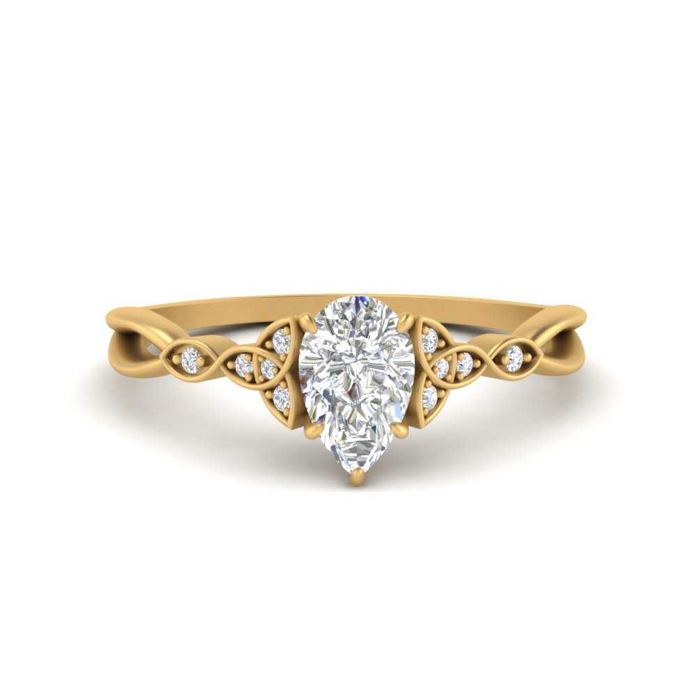 Celtic Knot Split Lab Diamond Ring 14K Gold