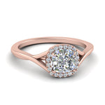 Load image into Gallery viewer, Lab Grown Cushion Cut Diamond Halo Twisted Engagement Rings 14K Rose Gold
