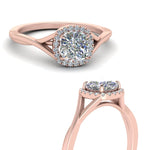 Load image into Gallery viewer, Lab Grown Cushion Cut Diamond Halo Twisted Engagement Rings 14K Rose Gold
