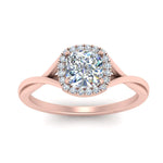 Load image into Gallery viewer, Lab Grown Cushion Cut Diamond Halo Twisted Engagement Rings 14K Rose Gold
