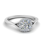 Load image into Gallery viewer, Lab Grown Cushion Cut Diamond Halo Twisted Engagement Rings 14K White Gold
