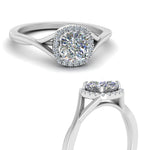 Load image into Gallery viewer, Lab Grown Cushion Cut Diamond Halo Twisted Engagement Rings 14K White Gold
