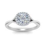 Load image into Gallery viewer, Lab Grown Cushion Cut Diamond Halo Twisted Engagement Rings 14K White Gold
