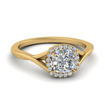 Load image into Gallery viewer, Lab Grown Cushion Cut Diamond Halo Twisted Engagement Rings 14K Yellow Gold
