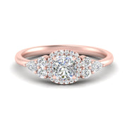 Lab Cushion Cut diamond Halo Engagement Rings 14K Rose Gold