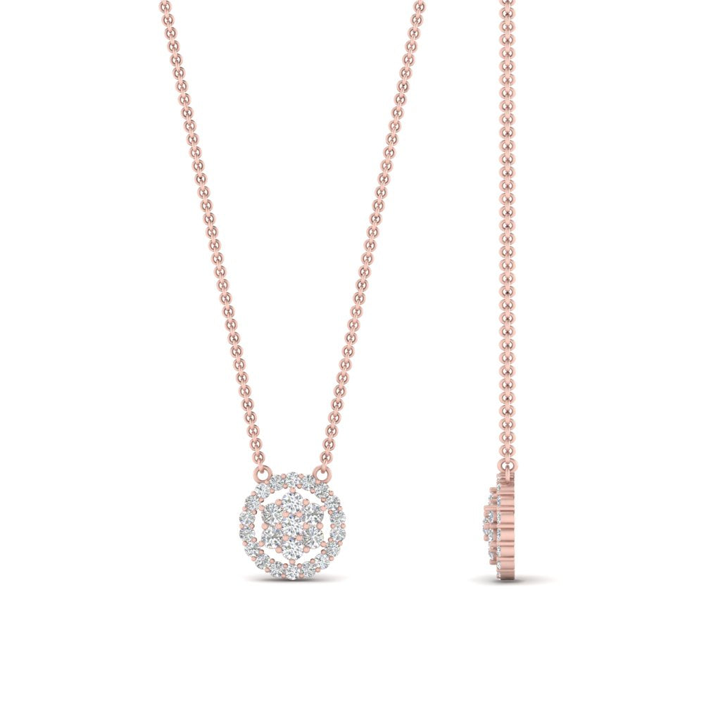Daisy Pendant With Lab Grown Halo Diamond 14K Gold
