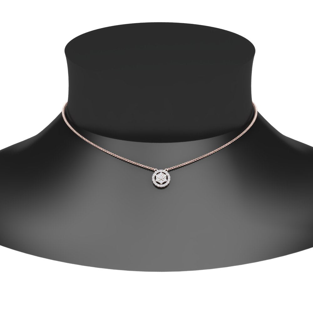 Daisy Pendant With Lab Grown Halo Diamond 14K Gold